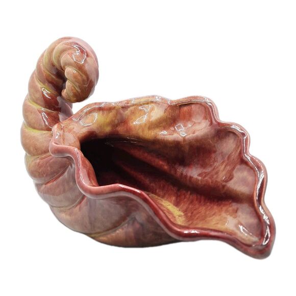 Vintage MCM Gonder Pottery 521 Cornucopia Mottled Mauve Ceramic Planter Vase - Picture 5 of 8